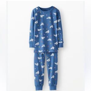 Hanna Andersson Blue Bunny Egg Print Kids Pajama Set